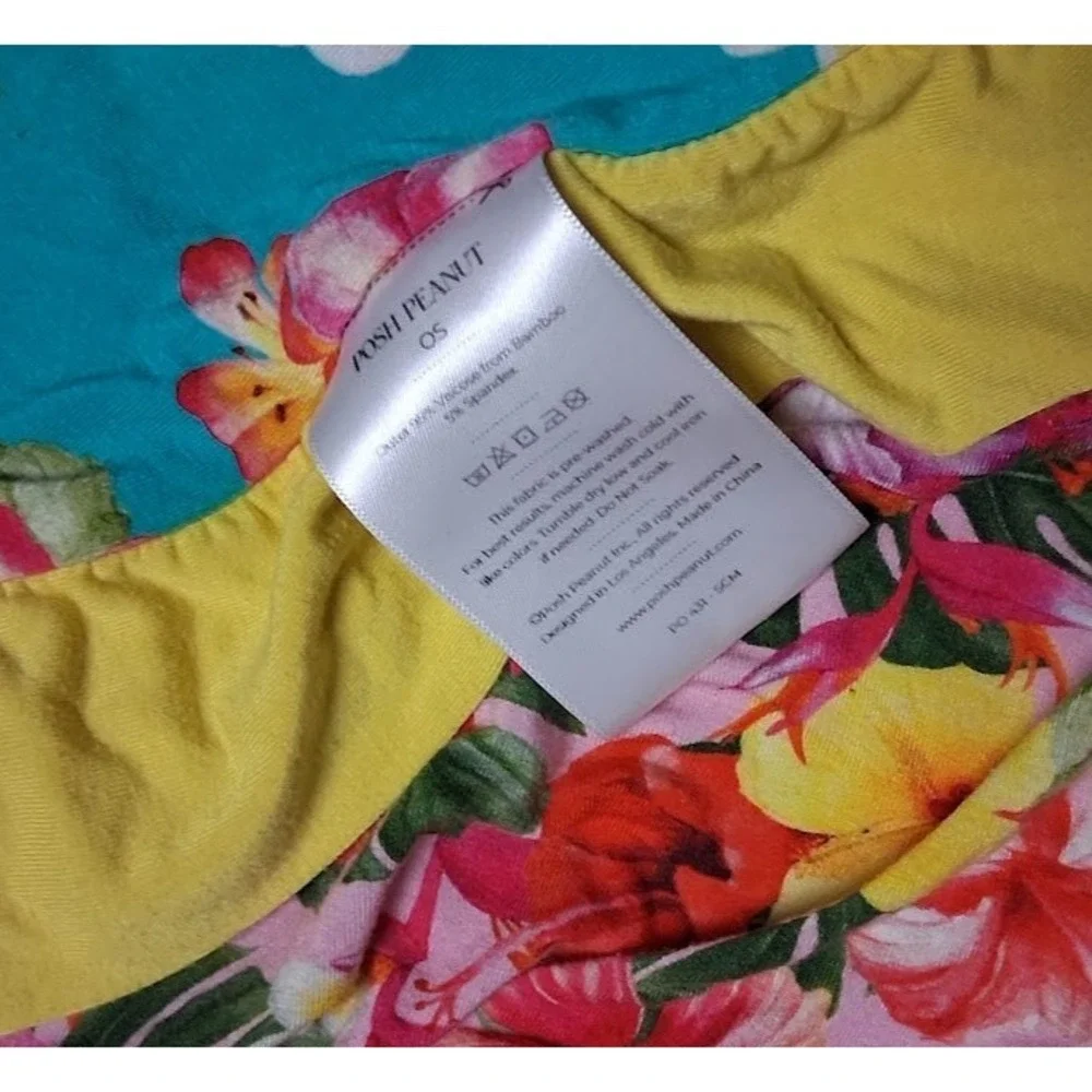 Posh Peanut Malana Luxe Patoo Blanket 50x50 Yellow Ruffle Tropical Floral Flower